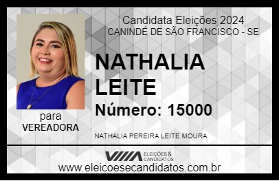 Candidato NATHALIA LEITE 2024 - CANINDÉ DE SÃO FRANCISCO - Eleições