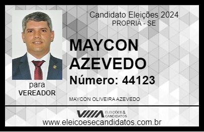 Candidato MAYCON AZEVEDO 2024 - PROPRIÁ - Eleições