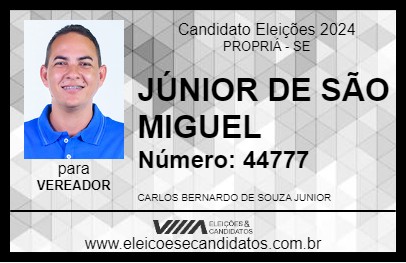 Candidato JÚNIOR DE SÃO MIGUEL 2024 - PROPRIÁ - Eleições