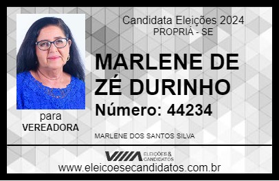 Candidato MARLENE DE ZÉ DURINHO 2024 - PROPRIÁ - Eleições