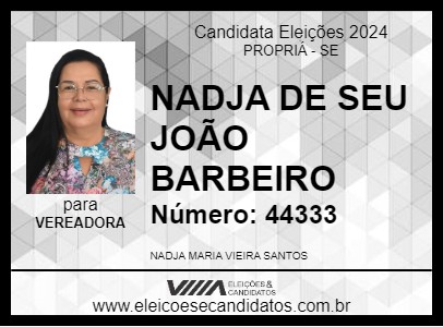 Candidato NADJA DE SEU JOÃO BARBEIRO 2024 - PROPRIÁ - Eleições