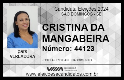 Candidato CRISTINA DA MANGABEIRA 2024 - SÃO DOMINGOS - Eleições