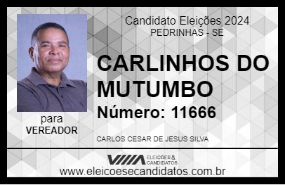 Candidato CARLINHOS DO MUTUMBO 2024 - PEDRINHAS - Eleições