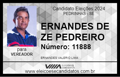 Candidato ERNANDES DE ZE  PEDREIRO 2024 - PEDRINHAS - Eleições