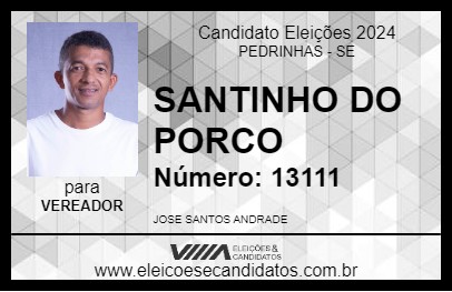 Candidato SANTINHO DO PORCO 2024 - PEDRINHAS - Eleições