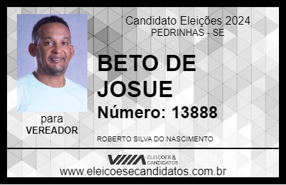 Candidato BETO DE JOSUE 2024 - PEDRINHAS - Eleições