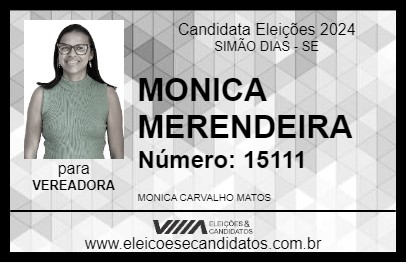 Candidato MONICA MERENDEIRA 2024 - SIMÃO DIAS - Eleições