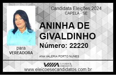 Candidato ANINHA DE GIVALDINHO 2024 - CAPELA - Eleições