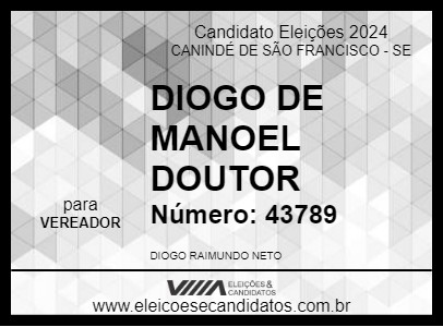 Candidato DIOGO DE MANOEL DOUTOR 2024 - CANINDÉ DE SÃO FRANCISCO - Eleições