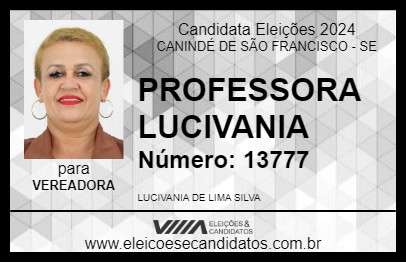 Candidato PROFESSORA LUCIVANIA 2024 - CANINDÉ DE SÃO FRANCISCO - Eleições