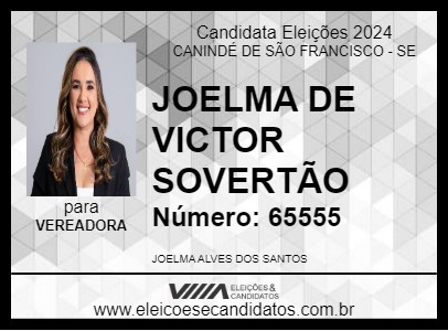 Candidato JOELMA DE VICTOR SORVETÃO 2024 - CANINDÉ DE SÃO FRANCISCO - Eleições