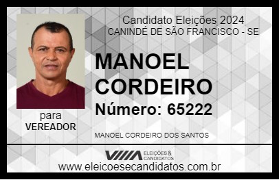 Candidato MANOEL CORDEIRO 2024 - CANINDÉ DE SÃO FRANCISCO - Eleições