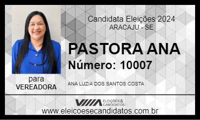 Candidato PASTORA ANA 2024 - ARACAJU - Eleições