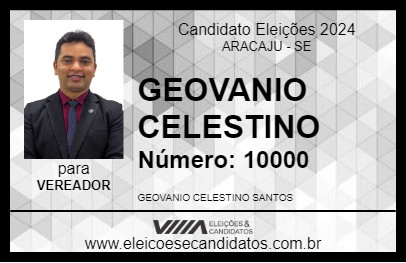 Candidato GEOVANIO CELESTINO 2024 - ARACAJU - Eleições