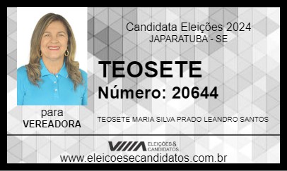 Candidato TEOSETE 2024 - JAPARATUBA - Eleições