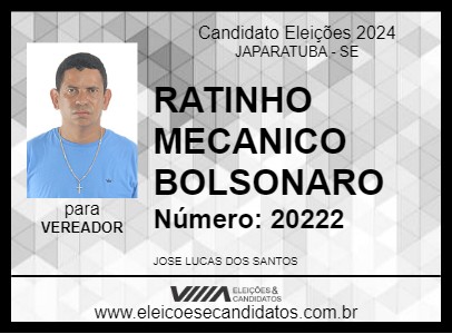 Candidato RATINHO MECANICO BOLSONARO 2024 - JAPARATUBA - Eleições