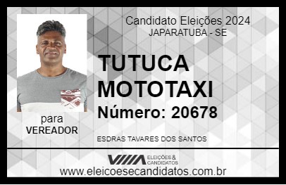 Candidato TUTUCA MOTOTAXI 2024 - JAPARATUBA - Eleições