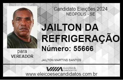 Candidato JAILTON DA REFRIGERAÇÃO 2024 - NEÓPOLIS - Eleições