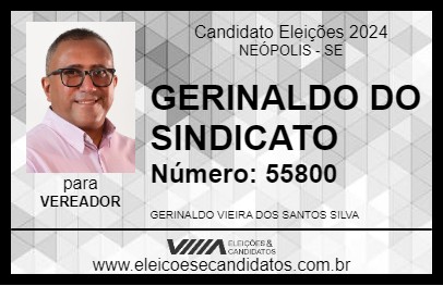 Candidato GERINALDO DO SINDICATO 2024 - NEÓPOLIS - Eleições