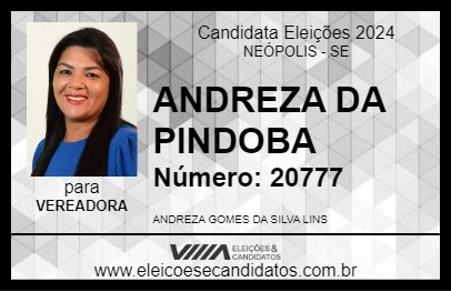 Candidato ANDREZA DA PINDOBA 2024 - NEÓPOLIS - Eleições