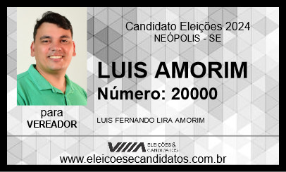 Candidato LUIS AMORIM 2024 - NEÓPOLIS - Eleições