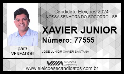 Candidato XAVIER JUNIOR 2024 - NOSSA SENHORA DO SOCORRO - Eleições