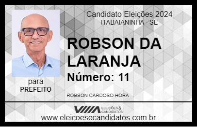 Candidato ROBSON DA LARANJA 2024 - ITABAIANINHA - Eleições