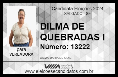 Candidato DILMA DE QUEBRADAS I 2024 - SALGADO - Eleições