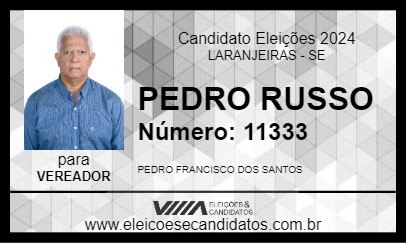 Candidato PEDRO RUSSO 2024 - LARANJEIRAS - Eleições