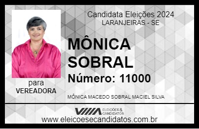 Candidato MÔNICA SOBRAL 2024 - LARANJEIRAS - Eleições