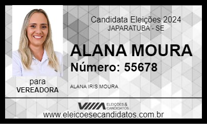 Candidato ALANA MOURA 2024 - JAPARATUBA - Eleições