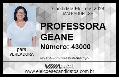 Candidato PROFESSORA GEANE 2024 - MALHADOR - Eleições