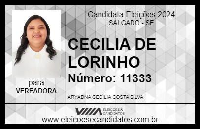 Candidato CECILIA DE LORINHO 2024 - SALGADO - Eleições