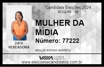 Candidato MULHER DA MÍDIA 2024 - BOQUIM - Eleições