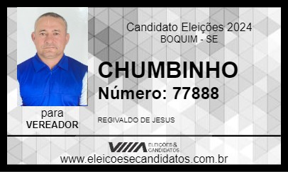 Candidato CHUMBINHO 2024 - BOQUIM - Eleições