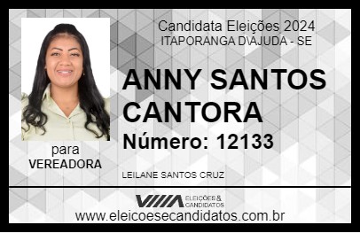 Candidato ANNY SANTOS CANTORA 2024 - ITAPORANGA D\AJUDA - Eleições