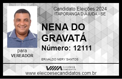 Candidato NENA DO GRAVATÁ 2024 - ITAPORANGA D\AJUDA - Eleições