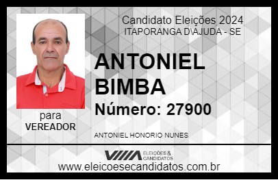 Candidato ANTONIEL BIMBA 2024 - ITAPORANGA D\AJUDA - Eleições