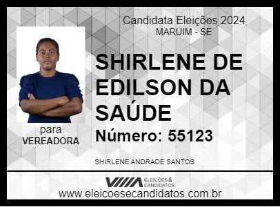 Candidato SHIRLENE DE EDILSON DA SAÚDE 2024 - MARUIM - Eleições