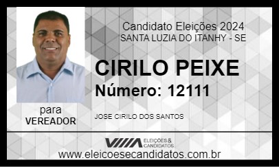 Candidato CIRILO PEIXE 2024 - SANTA LUZIA DO ITANHY - Eleições