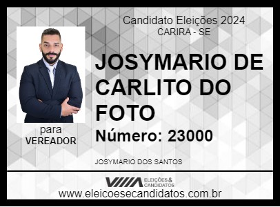 Candidato JOSYMARIO DE CARLITO DO FOTO 2024 - CARIRA - Eleições