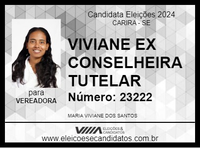 Candidato VIVIANE EX CONSELHEIRA TUTELAR 2024 - CARIRA - Eleições