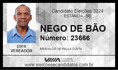 Candidato NEGO DE BÃO 2024 - ESTÂNCIA - Eleições