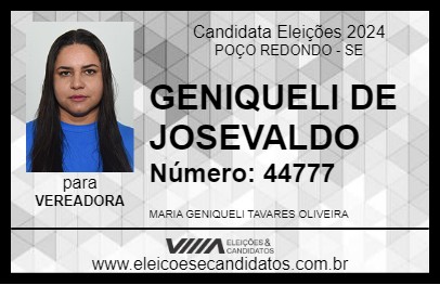 Candidato GENIQUELI DE JOSEVALDO 2024 - POÇO REDONDO - Eleições