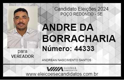 Candidato ANDRE DA BORRACHARIA 2024 - POÇO REDONDO - Eleições