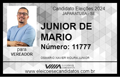 Candidato JUNIOR DE MARIO 2024 - JAPARATUBA - Eleições