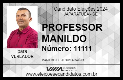 Candidato PROFESSOR MANILDO 2024 - JAPARATUBA - Eleições