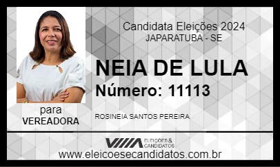 Candidato NEIA DE LULA 2024 - JAPARATUBA - Eleições