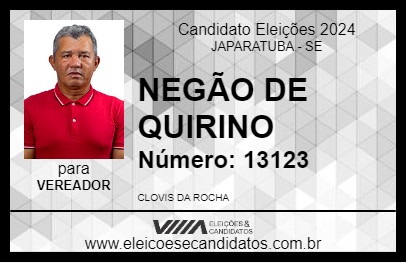 Candidato NEGÃO DE QUIRINO 2024 - JAPARATUBA - Eleições