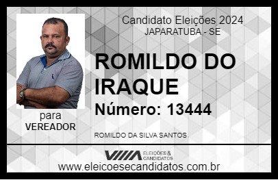 Candidato ROMILDO DO IRAQUE 2024 - JAPARATUBA - Eleições